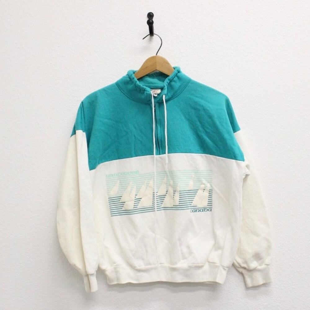 Vintage Vancouver Canada Sailboats Sweatshirt Medium